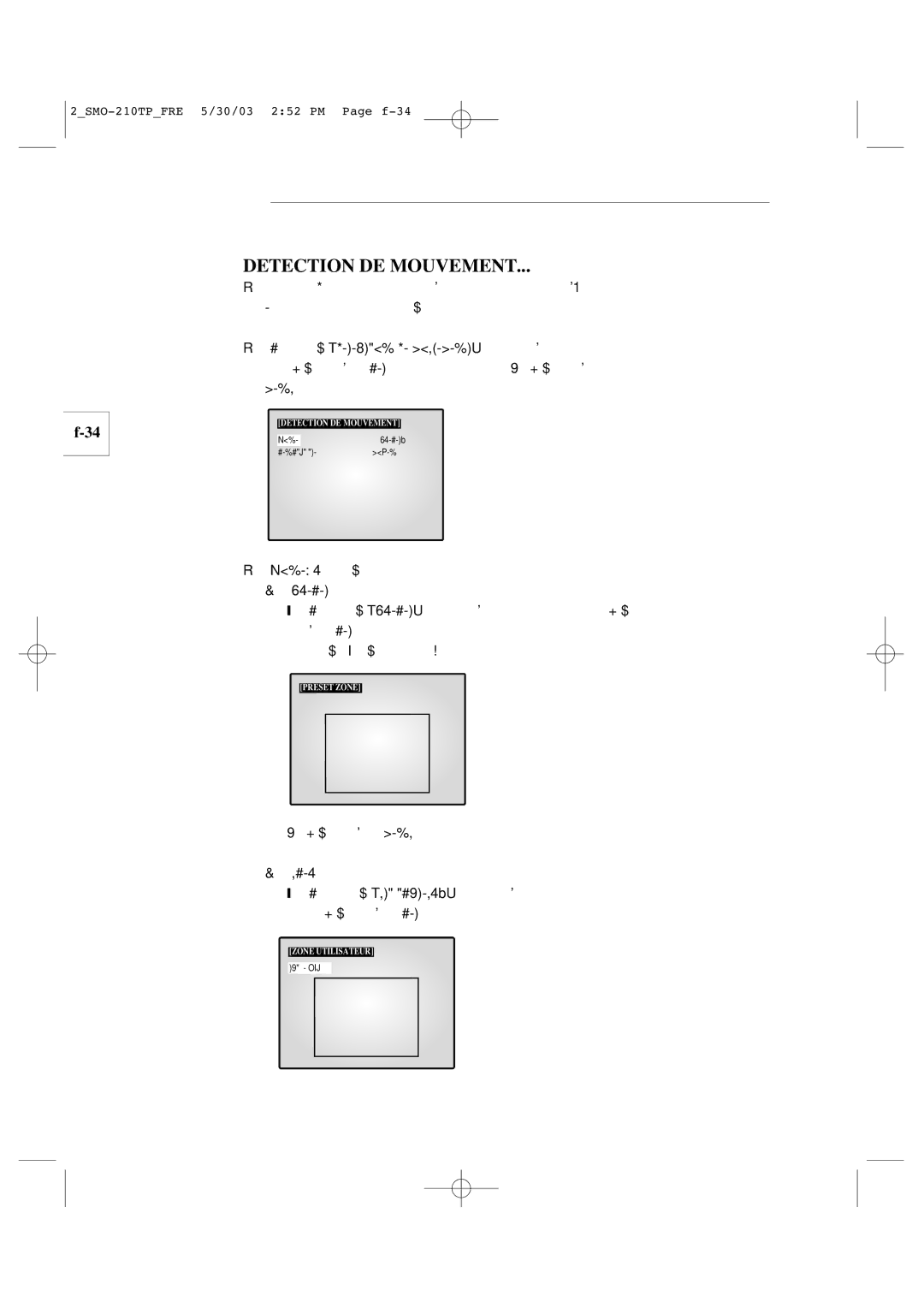 Samsung SMO-210TP manual Detection DE Mouvement, Preset 