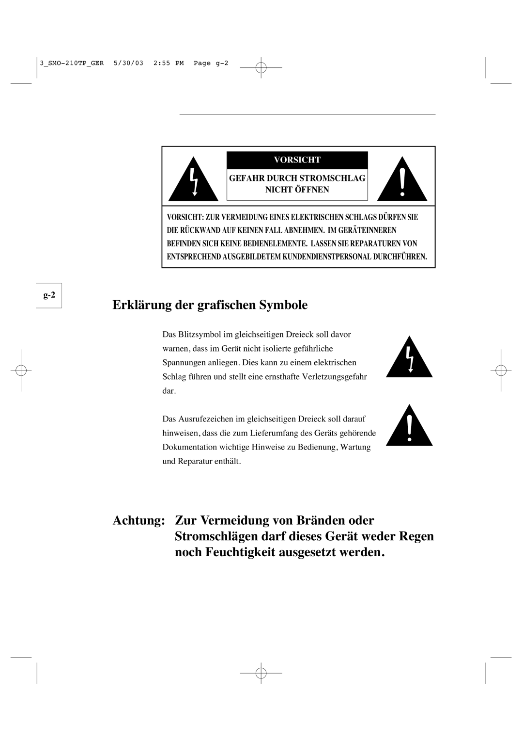 Samsung SMO-210TP manual Erklärung der grafischen Symbole 