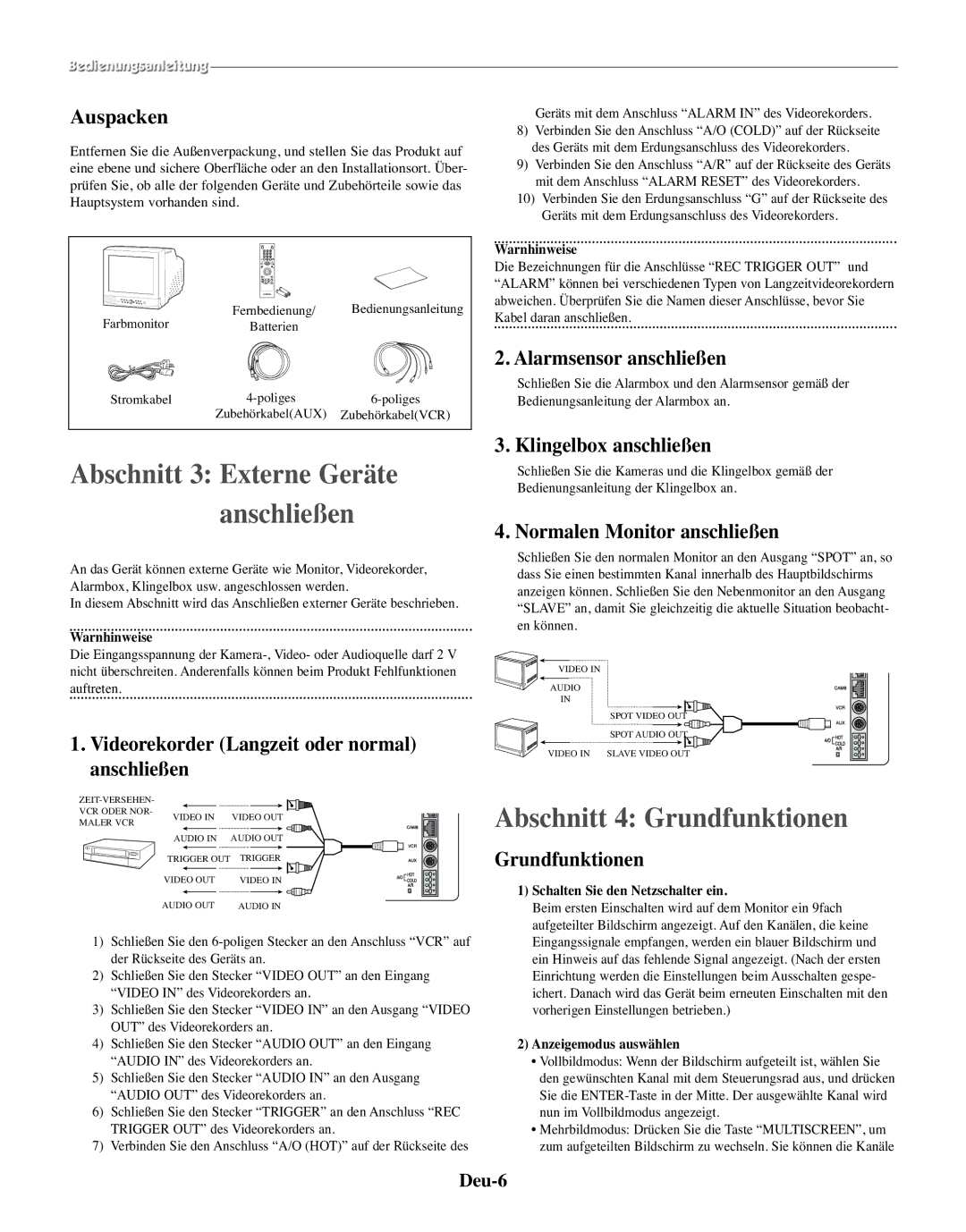 Samsung SMO-210TRP, SMO-210MP/UMG manual Abschnitt 4 Grundfunktionen 