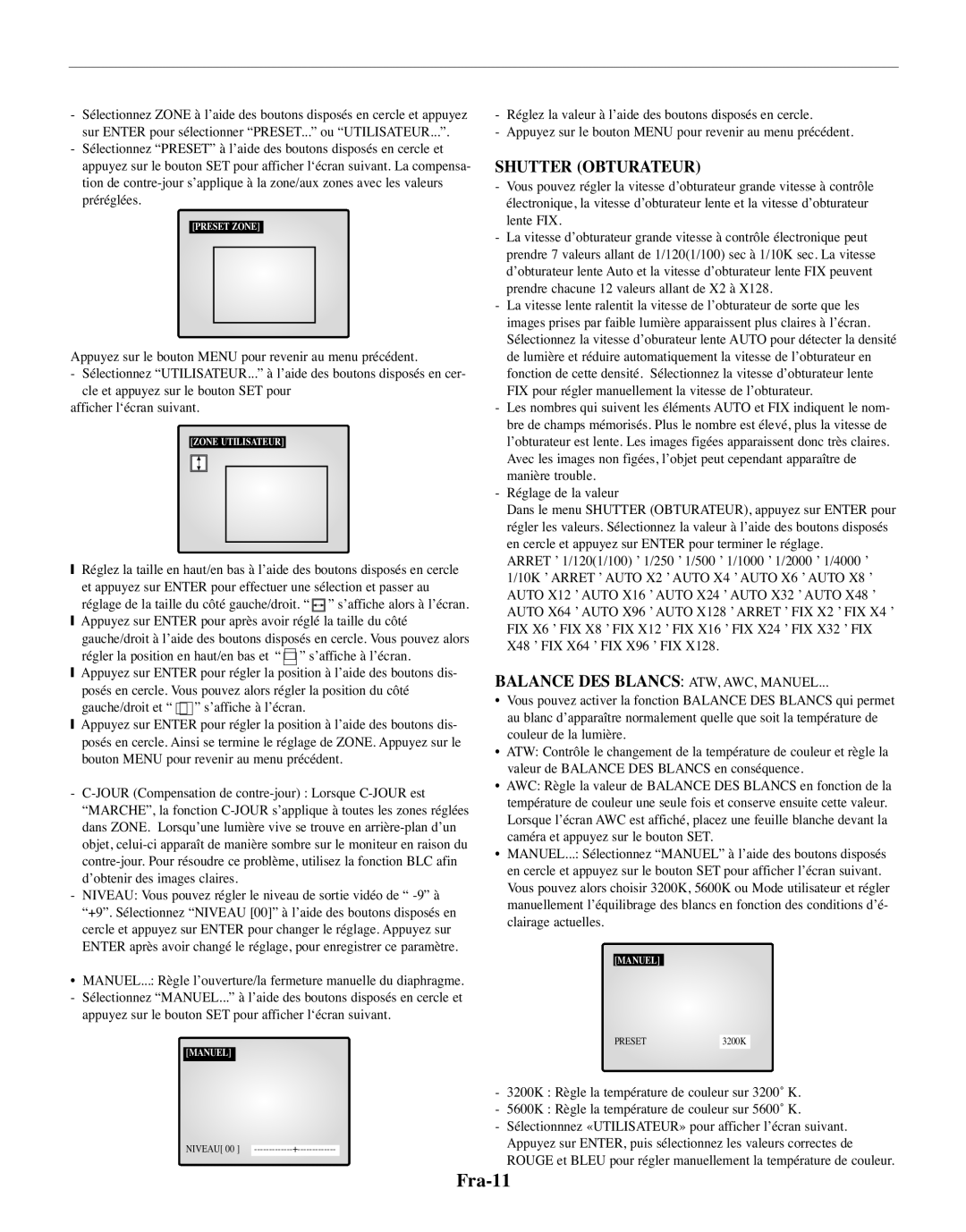 Samsung SMO-210TRP, SMO-210MP/UMG manual Fra-11, Shutter Obturateur 
