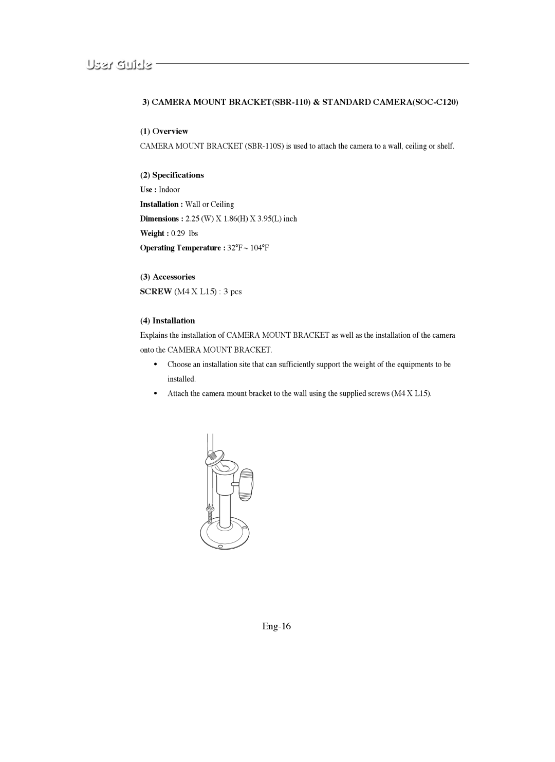 Samsung SMO-211QN, SMO-150QN manual Eng-16, Overview, Specifications Use Indoor Installation Wall or Ceiling 