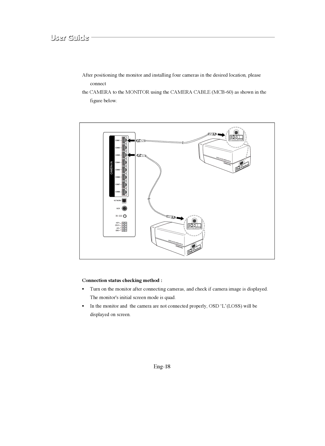 Samsung SMO-211QN, SMO-150QN manual Eng-18, Connection status checking method 