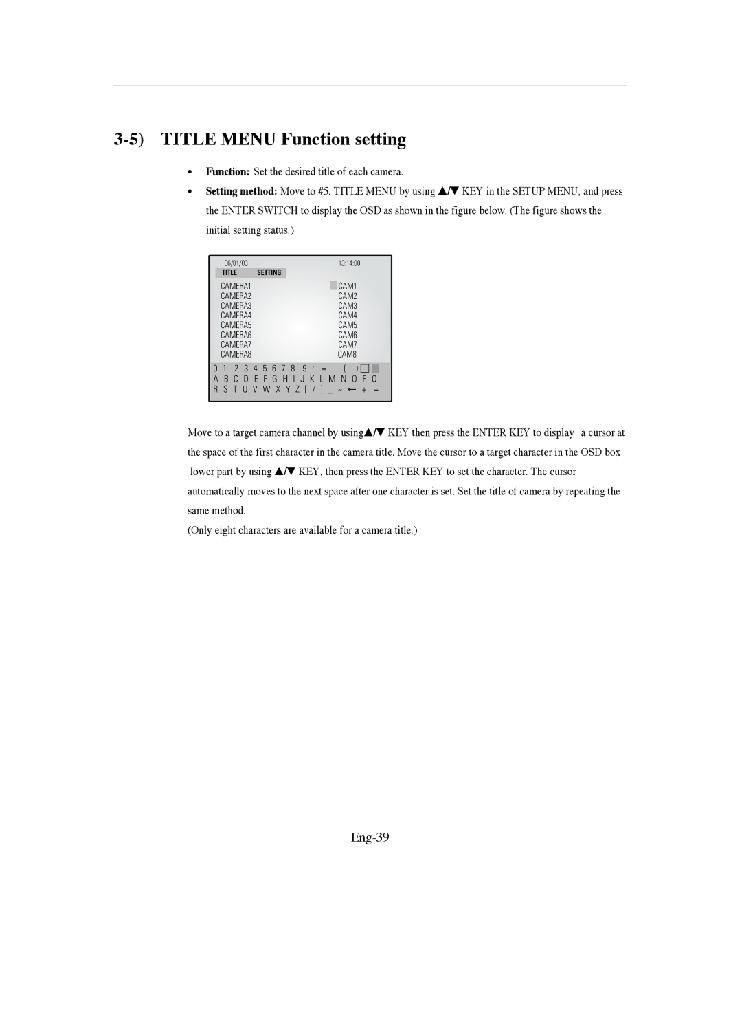 Samsung SMO-150QN, SMO-211QN manual Title Menu Function setting, Eng-39 