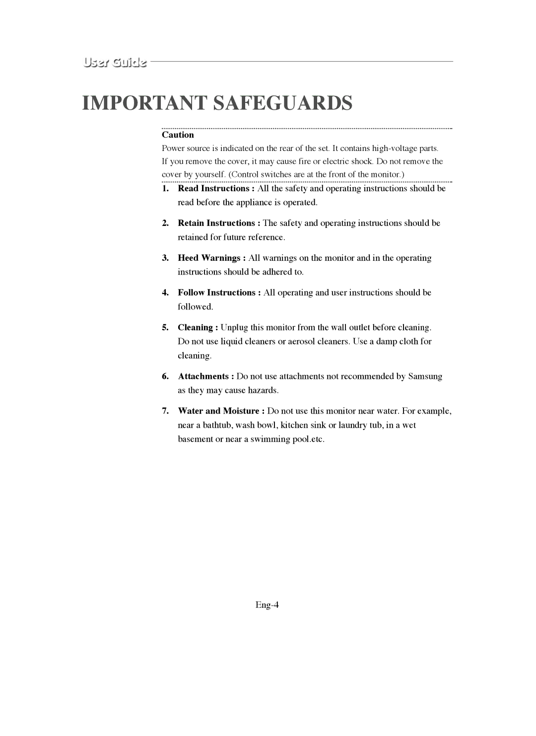 Samsung SMO-211QN, SMO-150QN manual Important Safeguards 