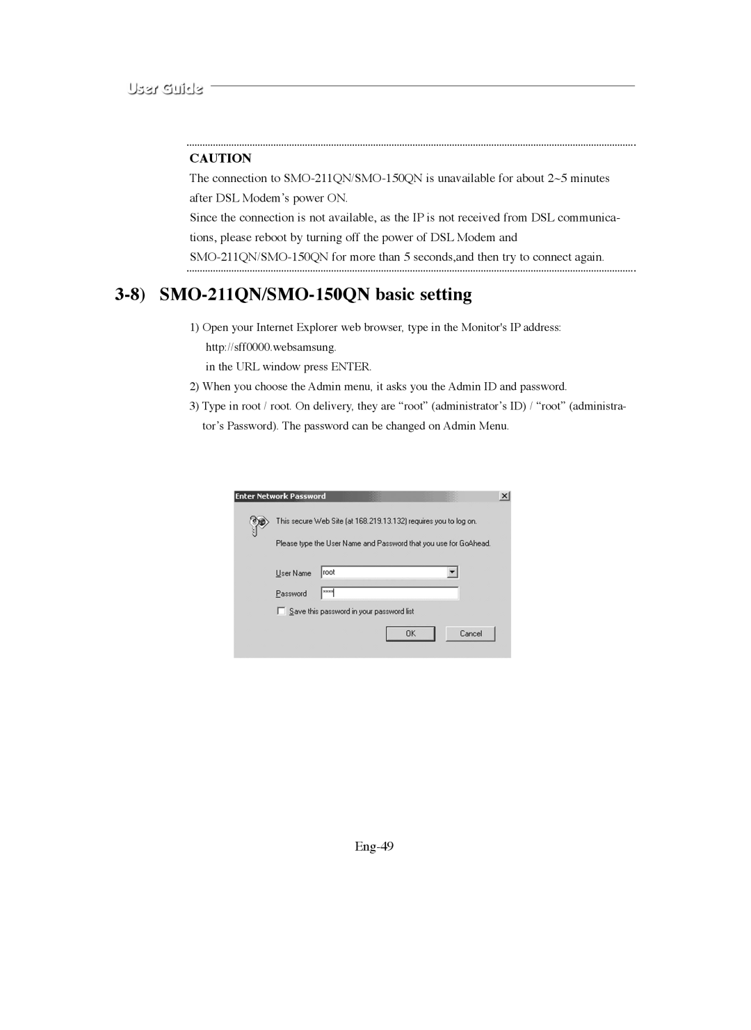 Samsung manual SMO-211QN/SMO-150QN basic setting, Eng-49 