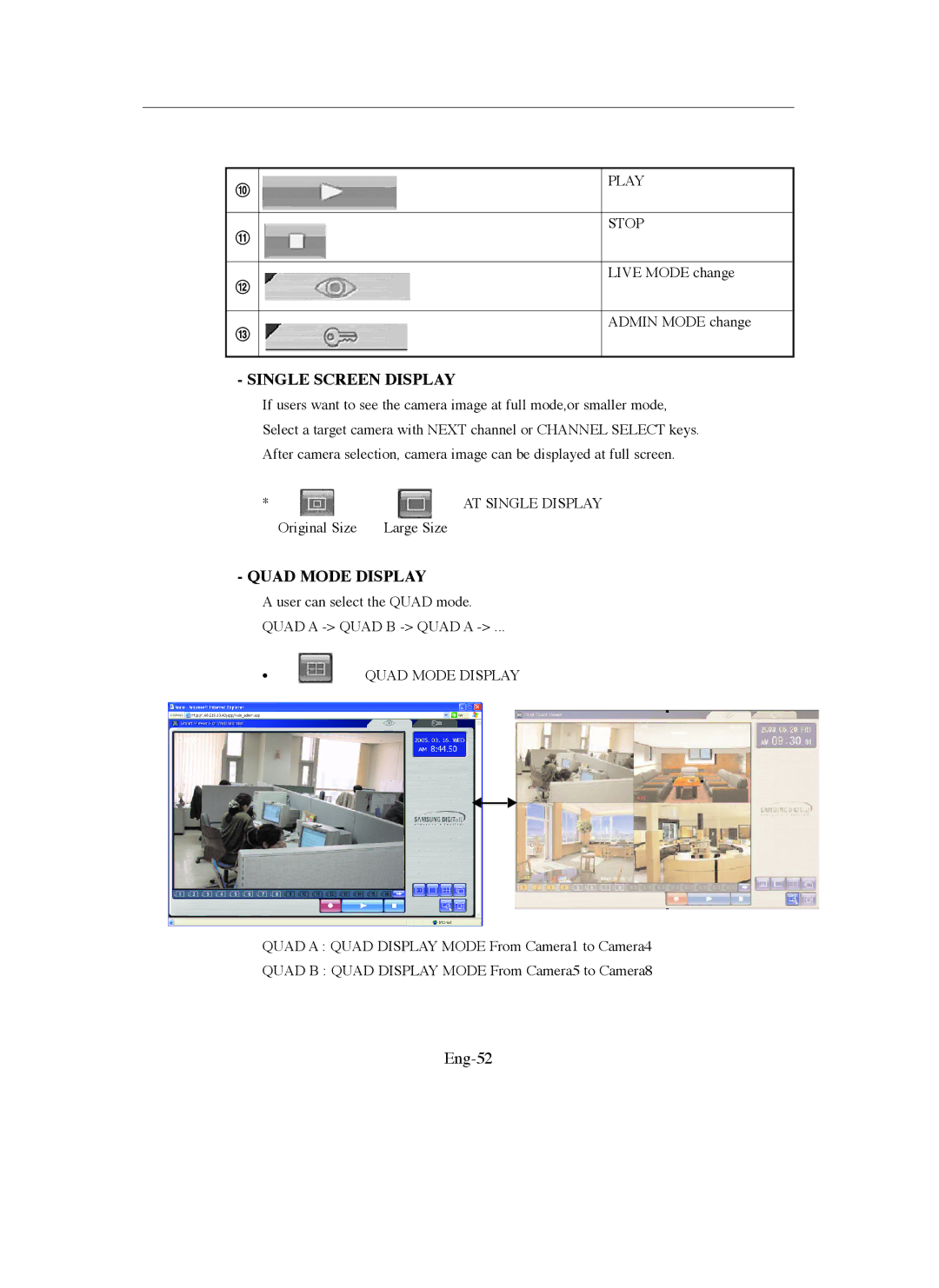 Samsung SMO-211QN, SMO-150QN manual Single Screen Display, Eng-52 