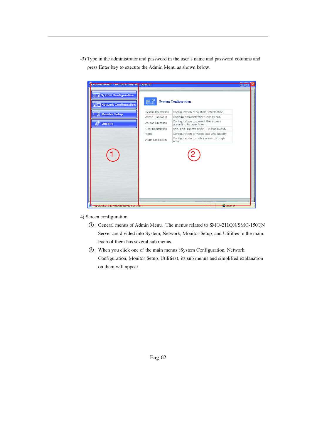 Samsung SMO-211QN, SMO-150QN manual Eng-62 