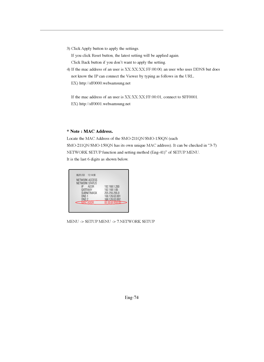 Samsung SMO-211QN, SMO-150QN manual Eng-74 