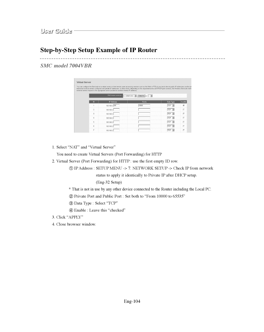 Samsung SMO-XAAV, SMO-151QN/XAAV manual SMC model 7004VBR, Eng-104 