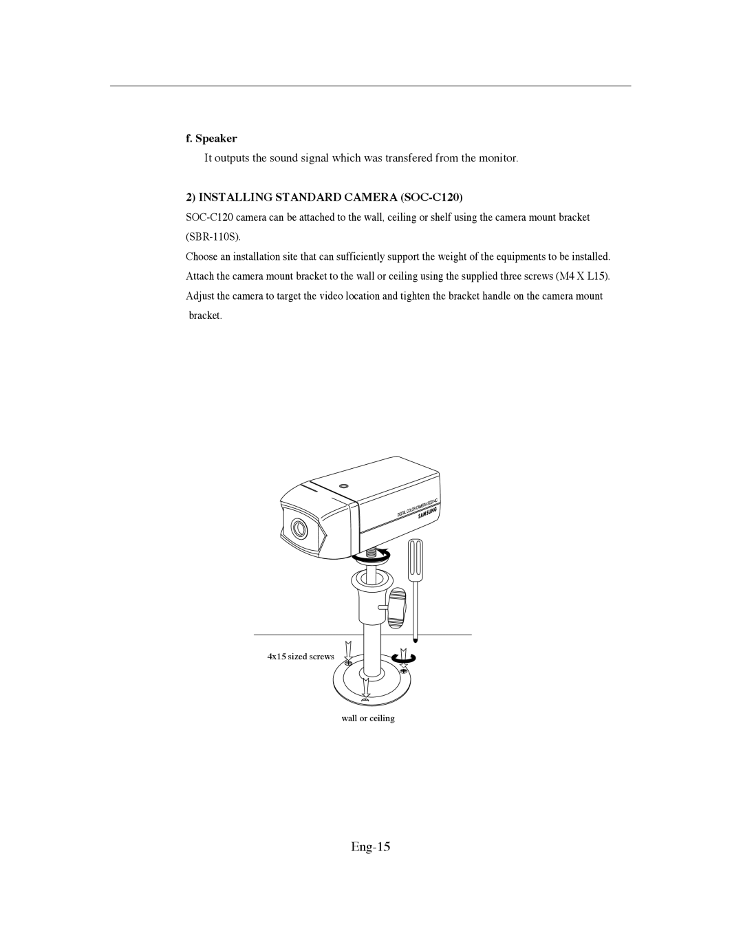 Samsung SMO-151QN/XAAV, SMO-XAAV manual Eng-15, Speaker 