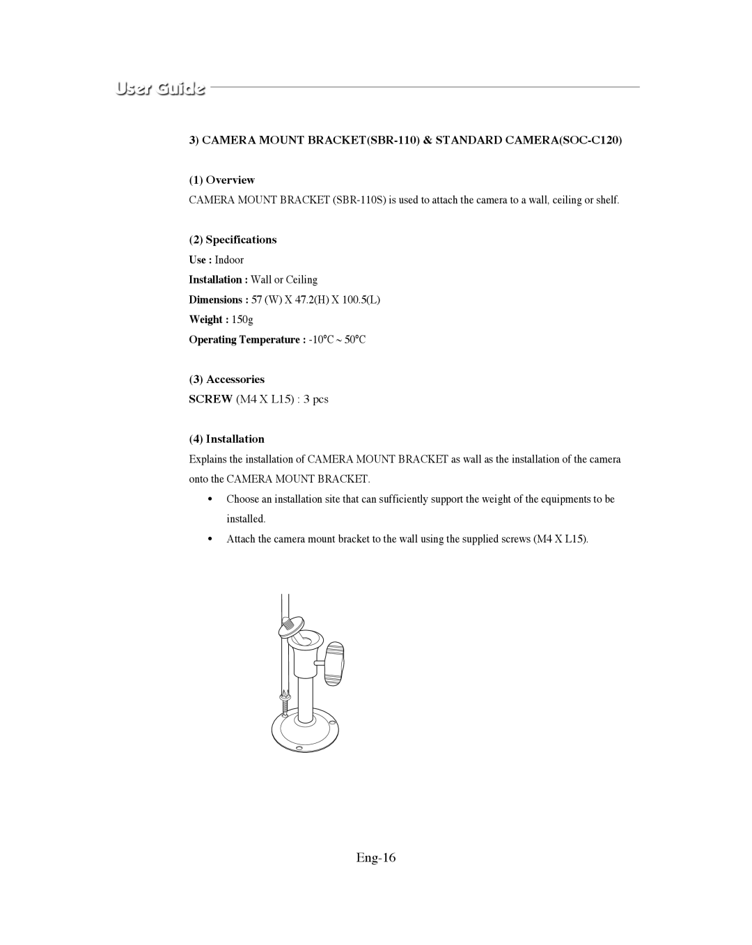 Samsung SMO-XAAV, SMO-151QN/XAAV manual Eng-16, Overview, Specifications Use Indoor Installation Wall or Ceiling 