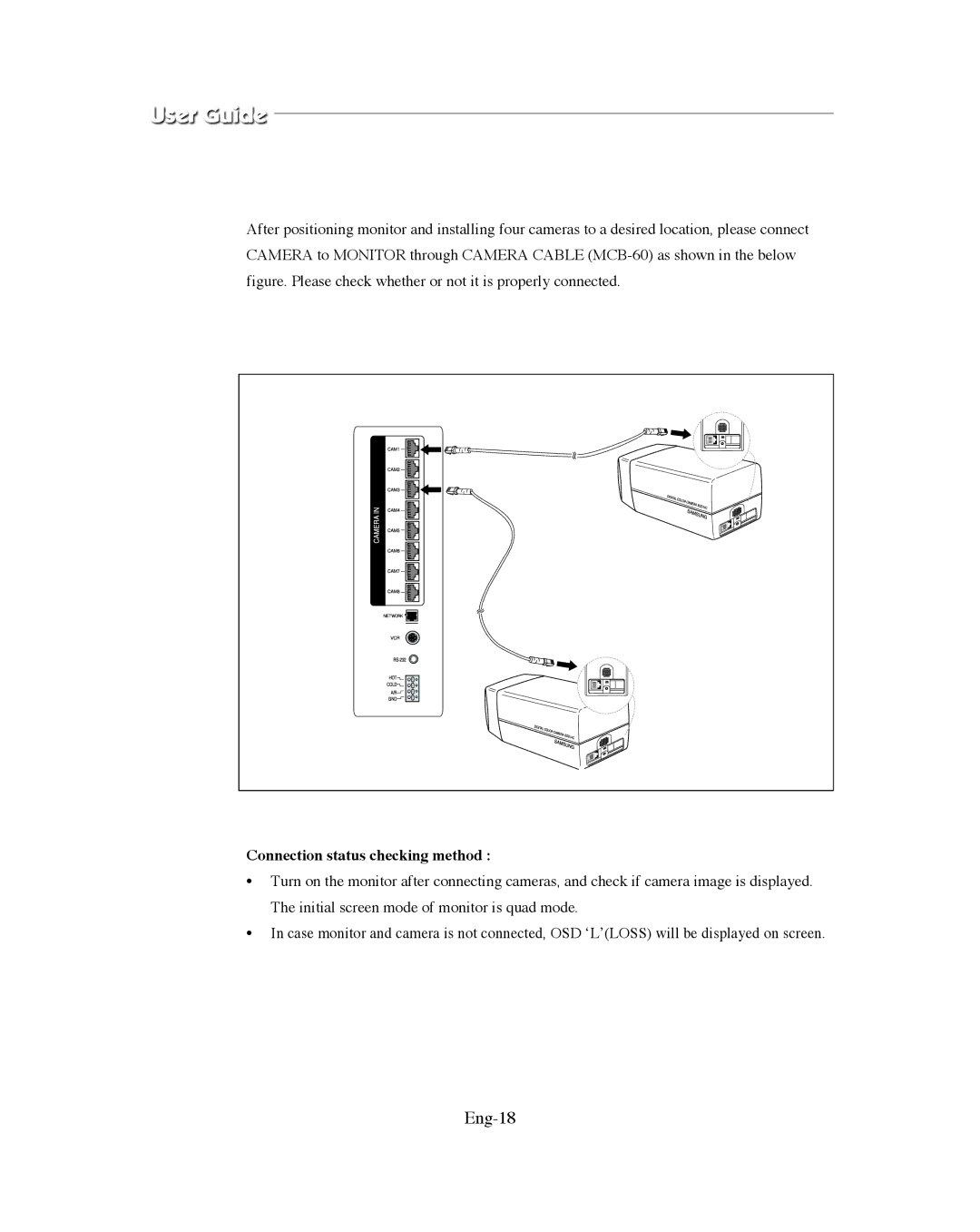 Samsung SMO-XAAV, SMO-151QN/XAAV manual Eng-18, Connection status checking method 