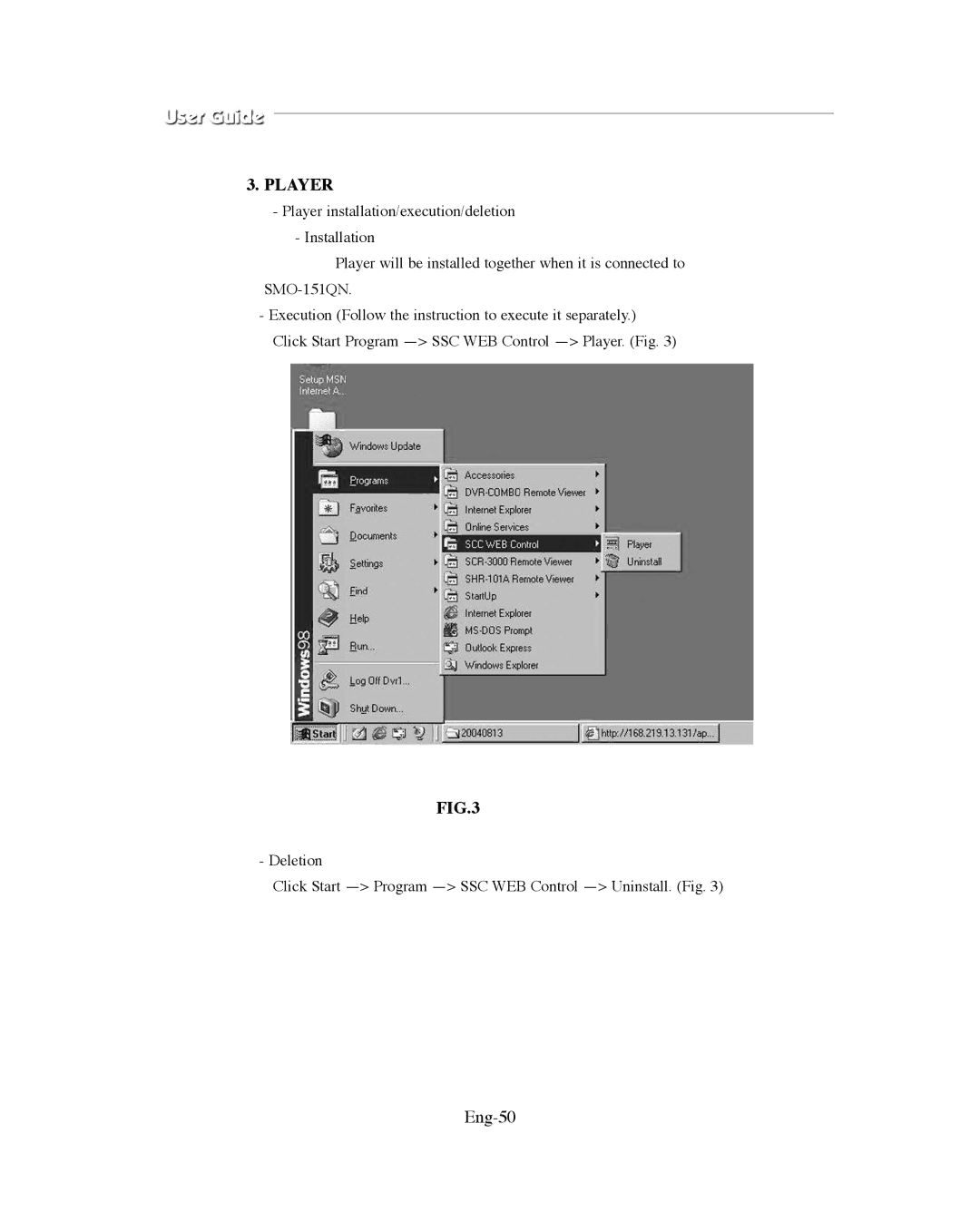 Samsung SMO-XAAV, SMO-151QN/XAAV manual Player, Eng-50 