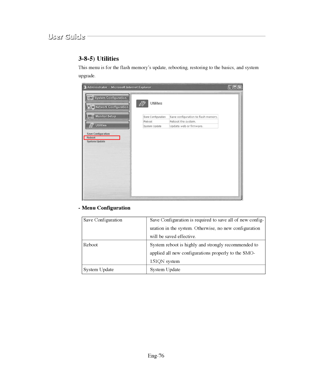 Samsung SMO-XAAV, SMO-151QN/XAAV manual Utilities, Eng-76 