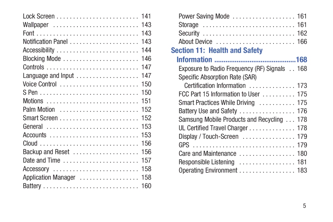 Samsung SM/P6000ZWYX, SMP9000ZKYXAR user manual Health and Safety, 168 