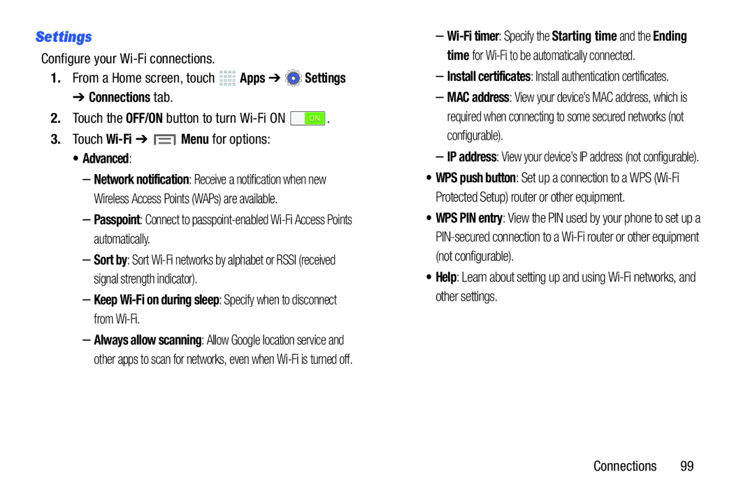 Samsung SM/P6000ZWYX, SMP9000ZKYXAR user manual Settings, Advanced 