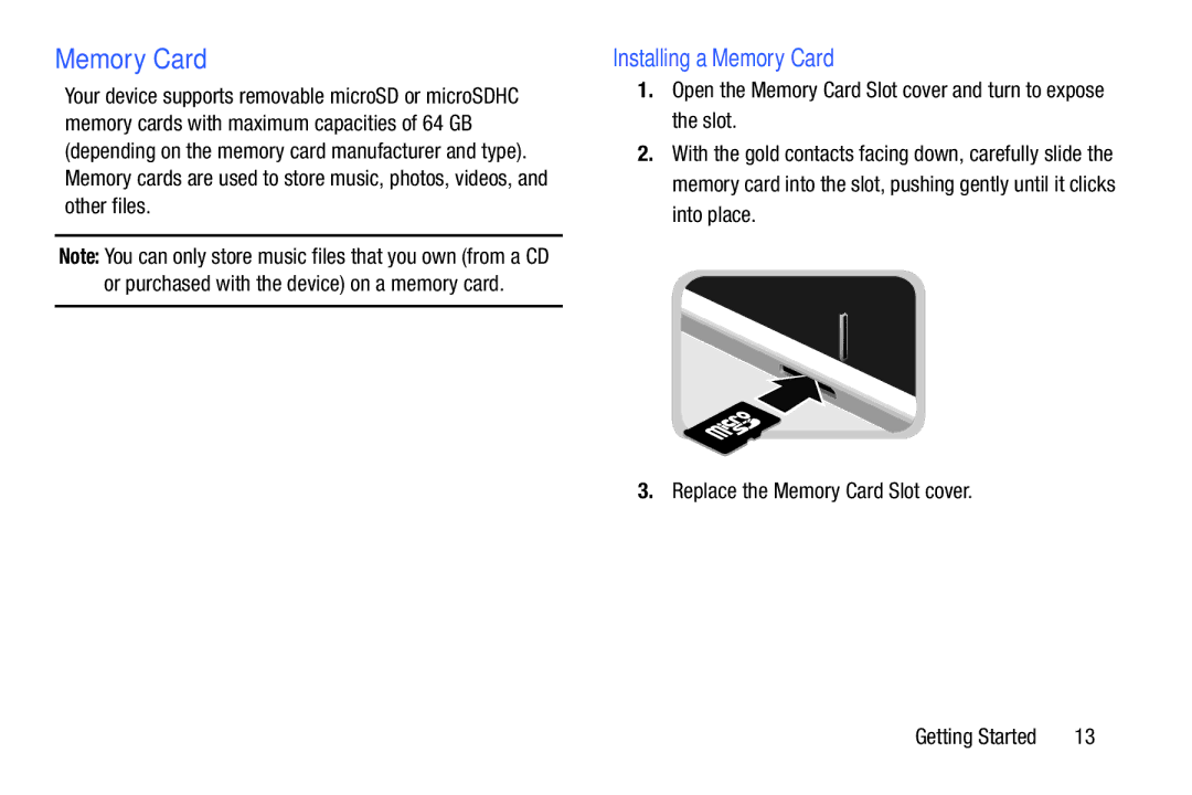 Samsung SM/P6000ZWYX, SMP9000ZKYXAR user manual Installing a Memory Card, Or purchased with the device on a memory card 