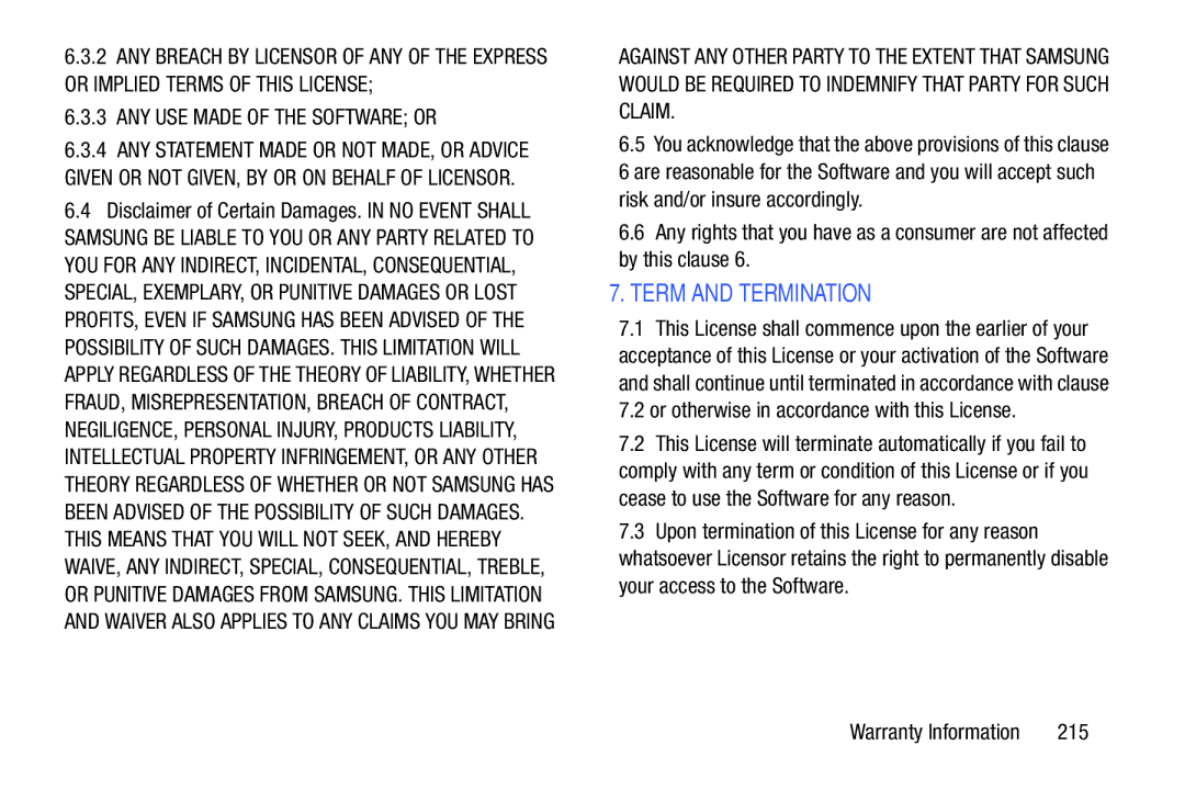 Samsung SM/P6000ZWYX, SMP9000ZKYXAR user manual By this clause, Or otherwise in accordance with this License, 215 