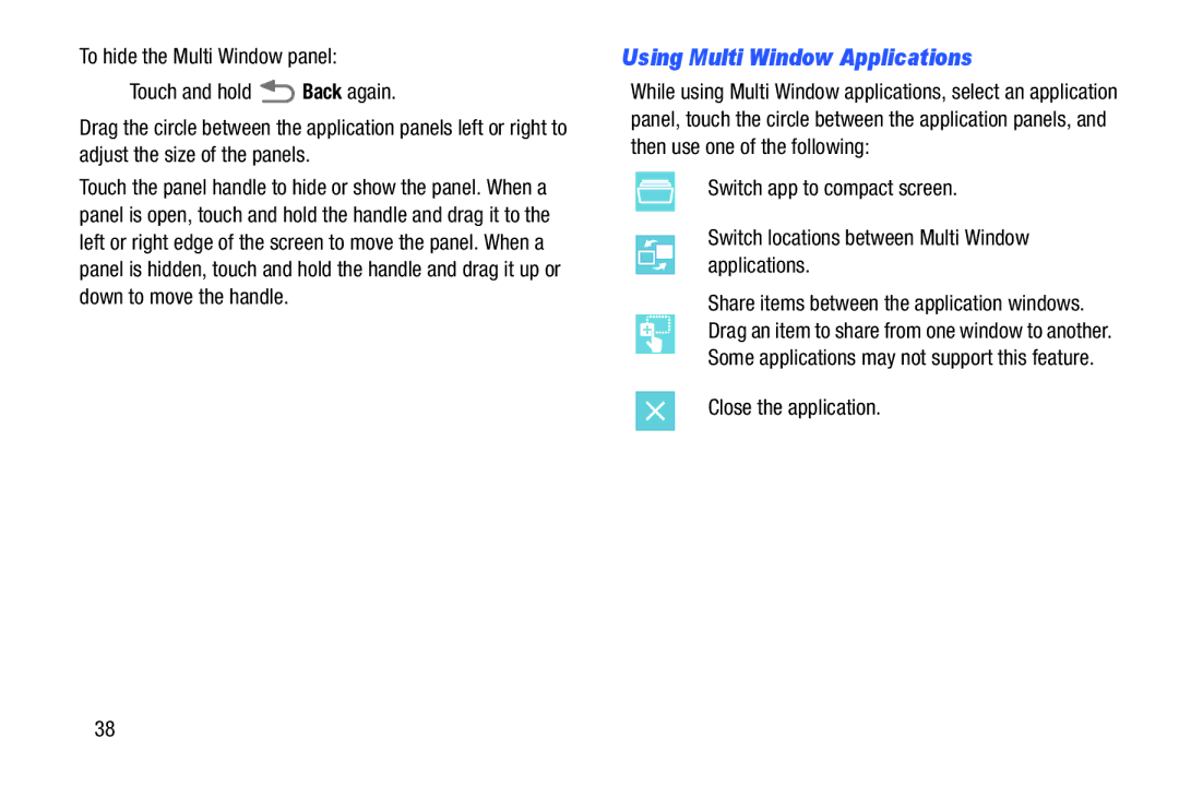 Samsung SMP9000ZKYXAR, SM/P6000ZWYX user manual Using Multi Window Applications, Close the application 