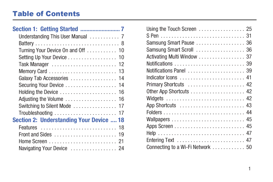 Samsung SM/P6000ZWYX, SMP9000ZKYXAR user manual Table of Contents 