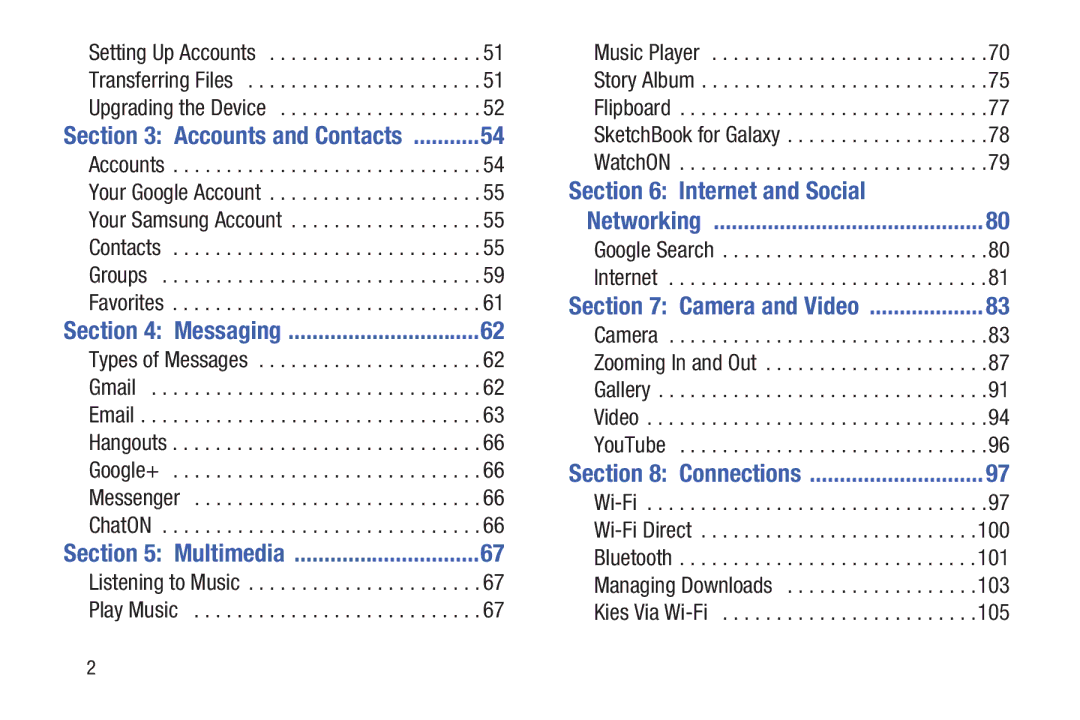 Samsung SMP9000ZKYXAR, SM/P6000ZWYX user manual Internet and Social, Accounts and Contacts 