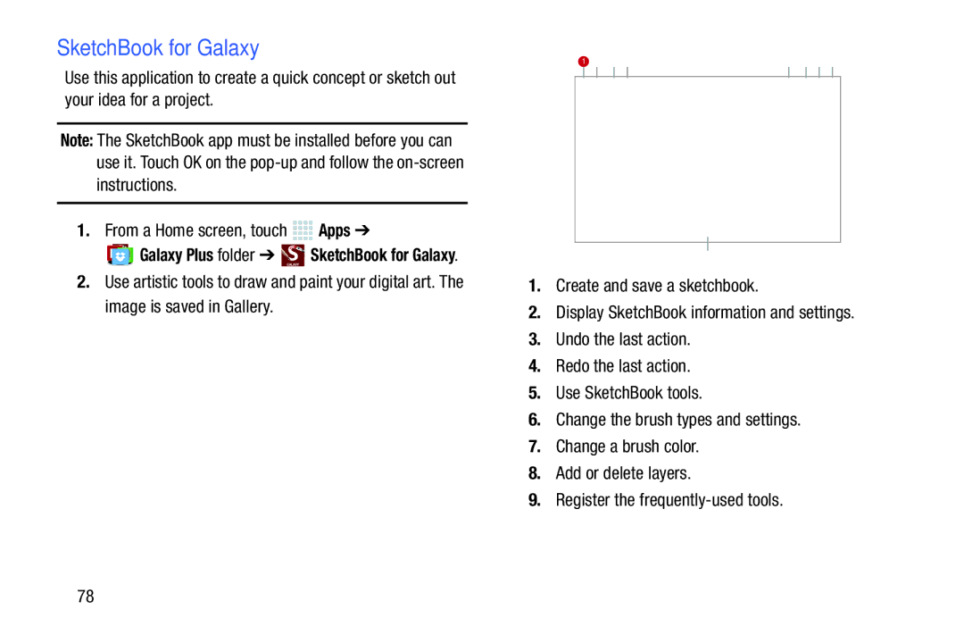 Samsung SMP9000ZKYXAR, SM/P6000ZWYX user manual SketchBook for Galaxy 