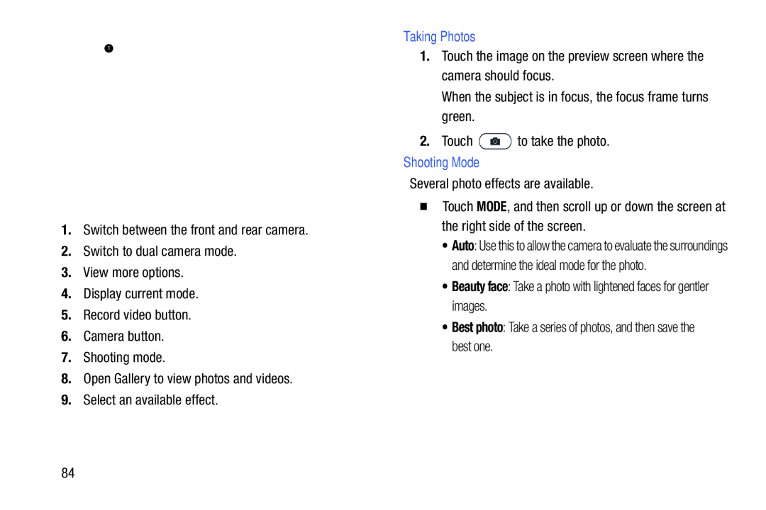 Samsung SMP9000ZKYXAR, SM/P6000ZWYX user manual Taking Photos, Shooting Mode 