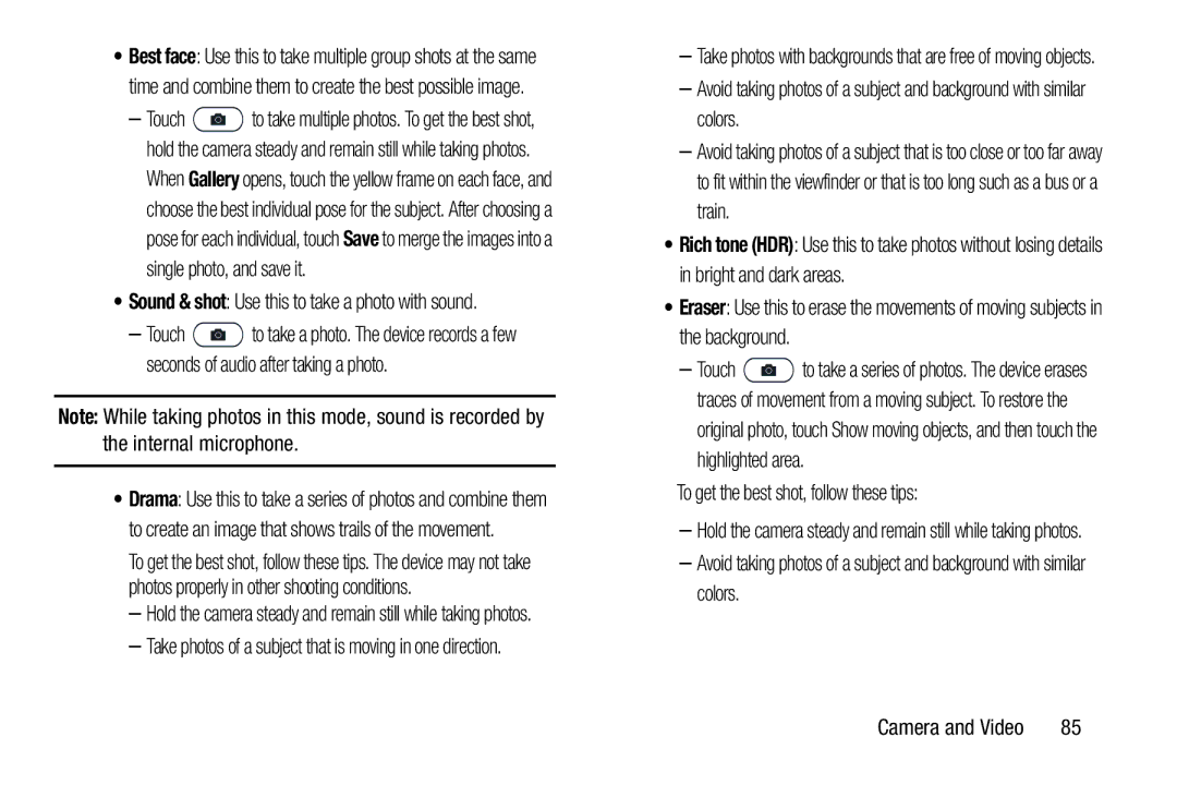 Samsung SM/P6000ZWYX user manual Sound & shot Use this to take a photo with sound, To get the best shot, follow these tips 