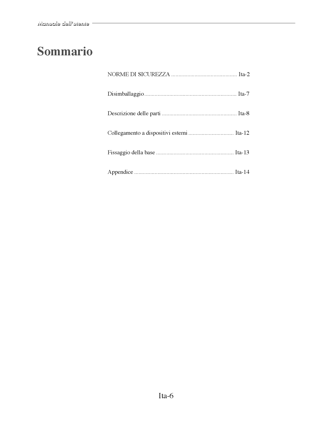 Samsung SMT-170MP manual Sommario, Ita-6 