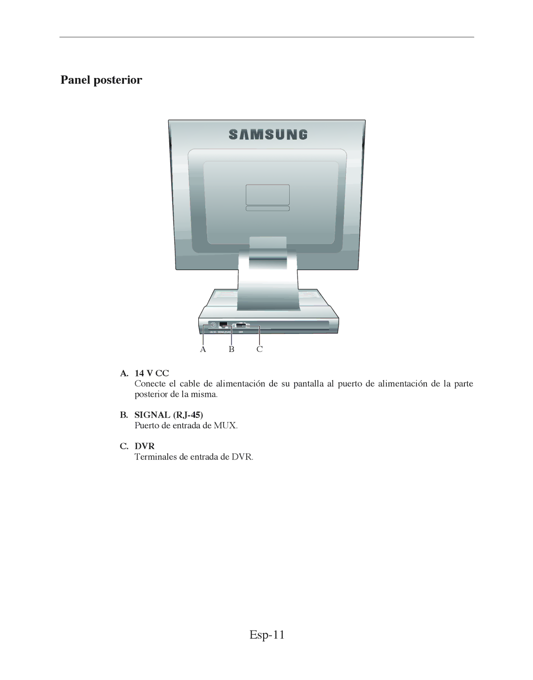 Samsung SMT-170MP manual Panel posterior, Esp-11 