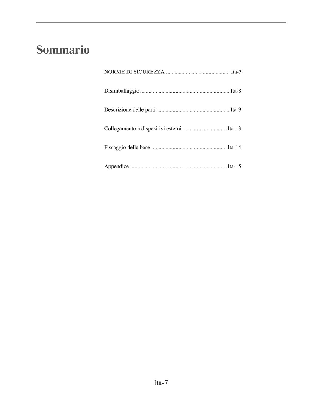 Samsung SMT-170MP manual Sommario, Ita-7 