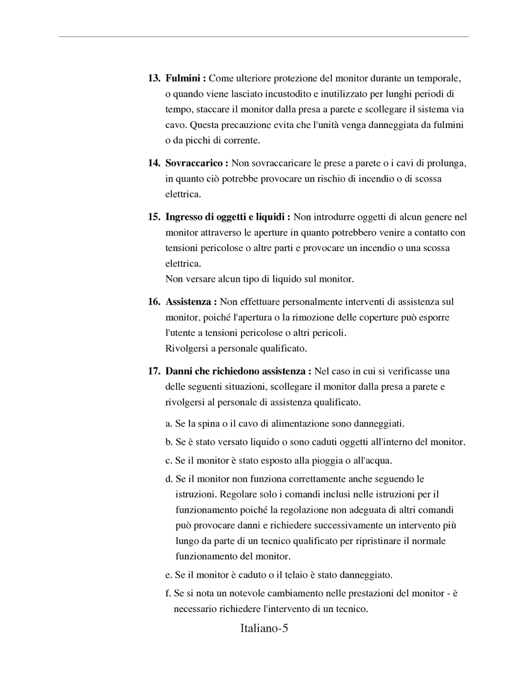 Samsung SMT-170P manual Italiano-5 