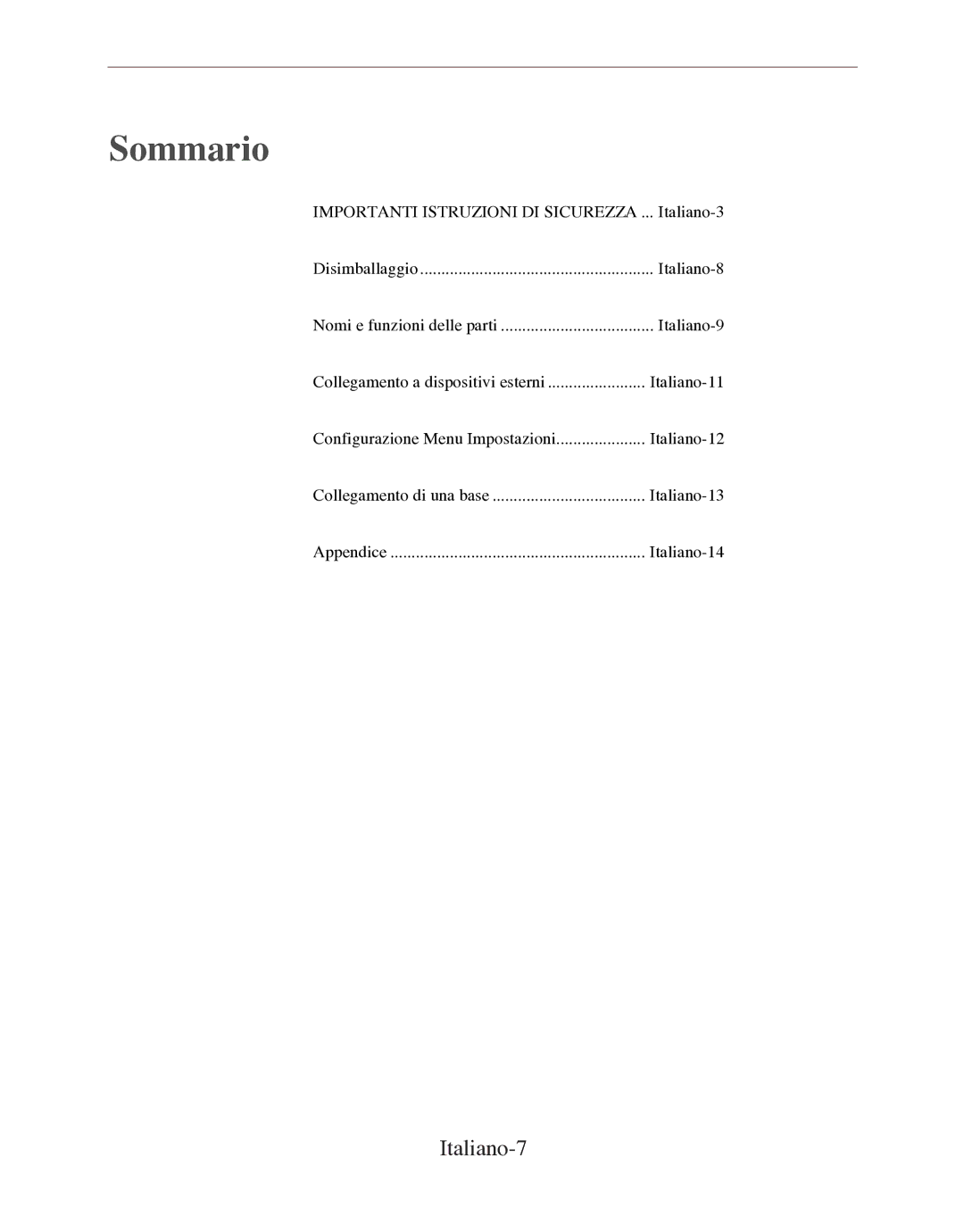 Samsung SMT-170P manual Sommario, Italiano-7 