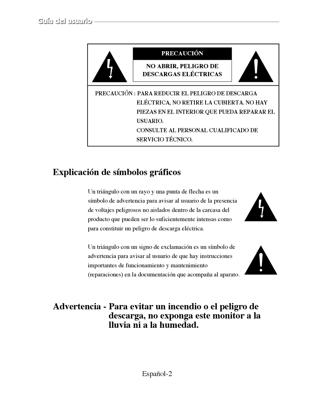 Samsung SMT-170P manual Español-2, Precaución 