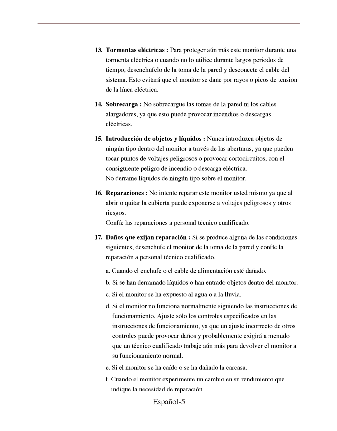 Samsung SMT-170P manual Español-5 