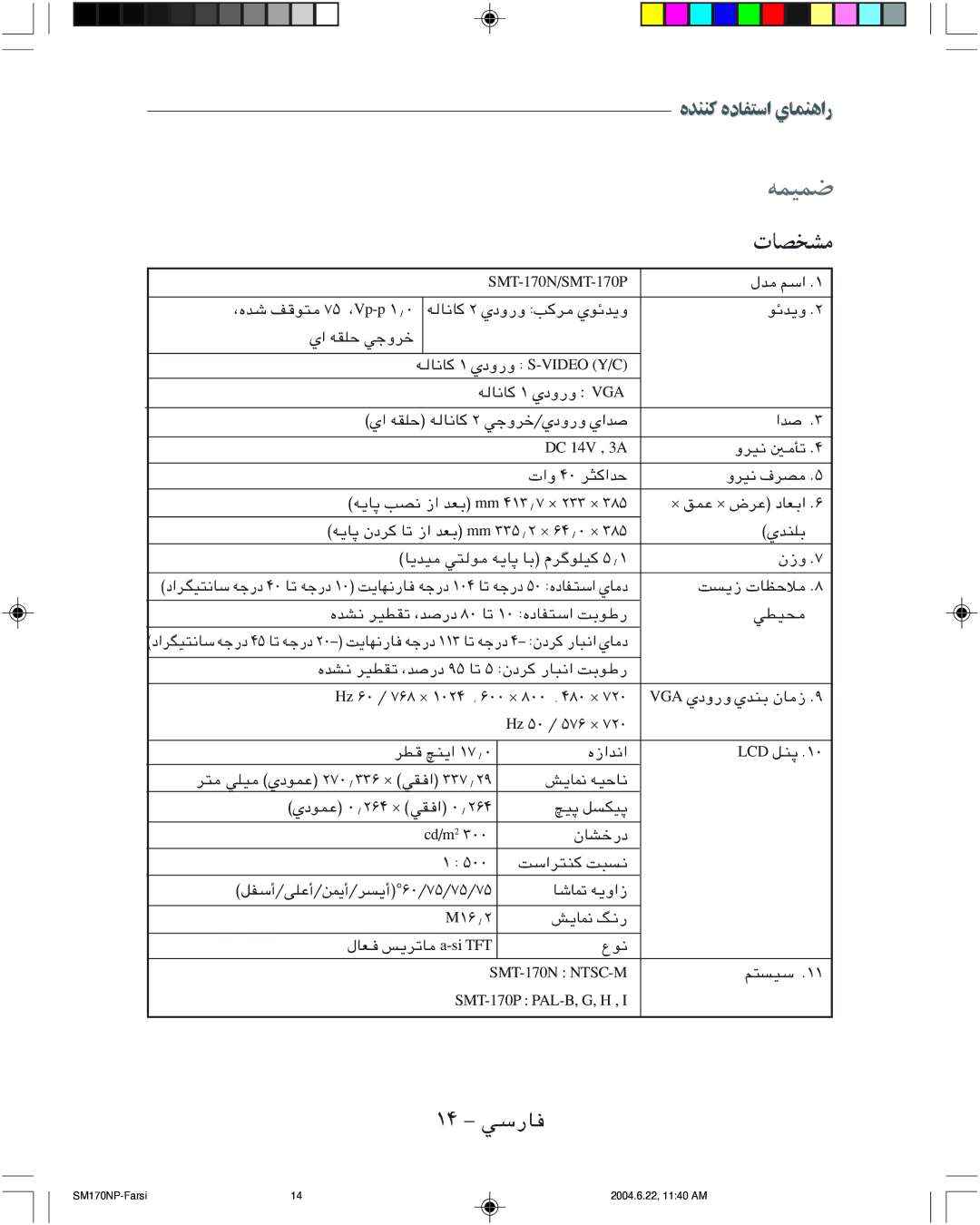 Samsung SMT-170P manual ﻪﻤﻴﻤﺿ, تﺎﺼﺨﺸﻣ 