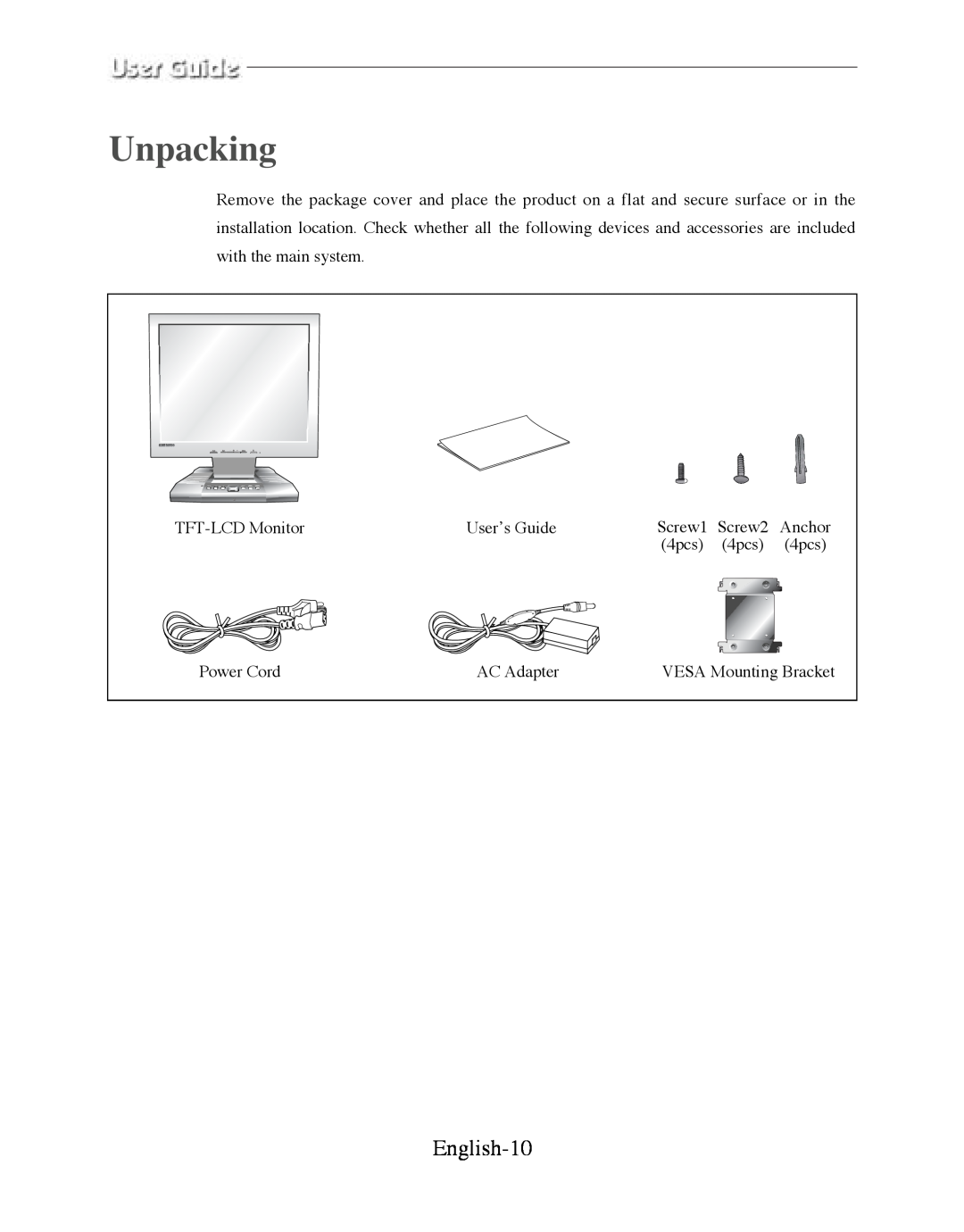 Samsung SMT-170P manual Unpacking, English-10 