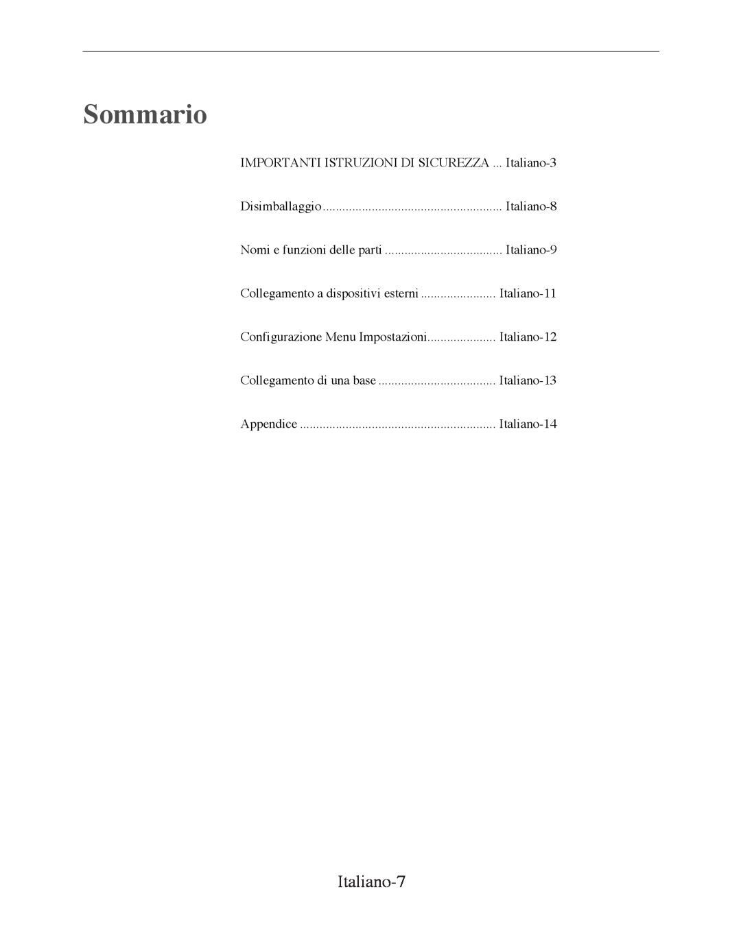 Samsung SMT-170P manual Sommario, Italiano-7 