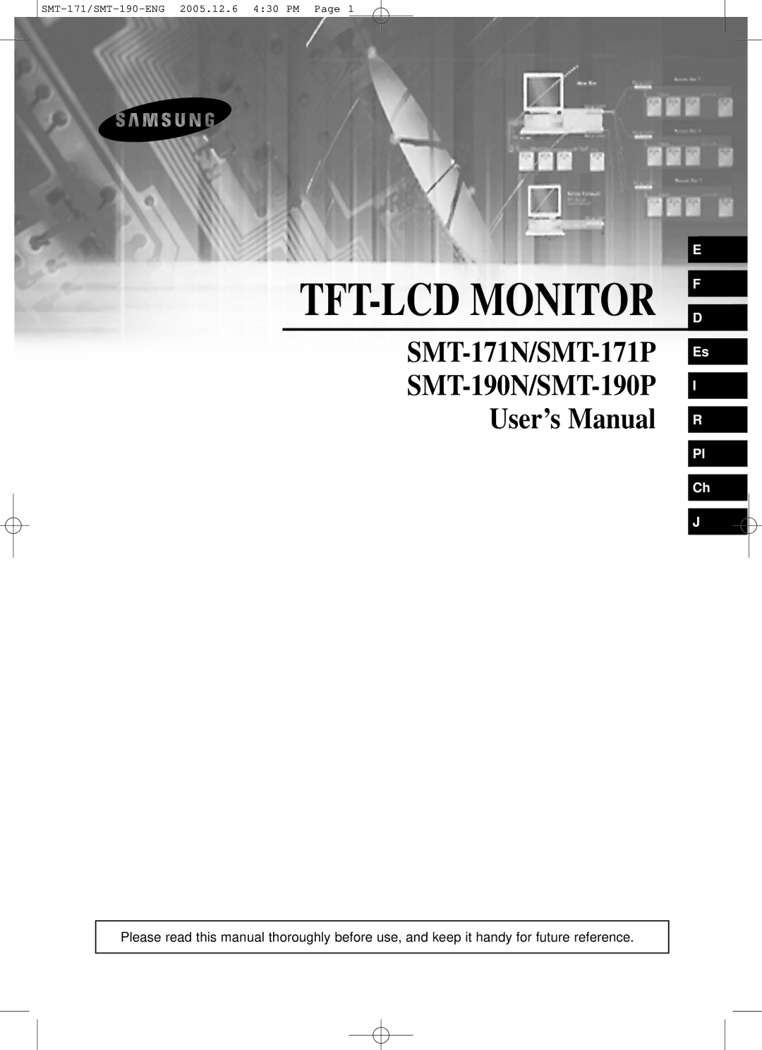 Samsung SMT-190P, SMT-171N, SMT-171P, SMT-190N user manual TFT-LCD Monitor 