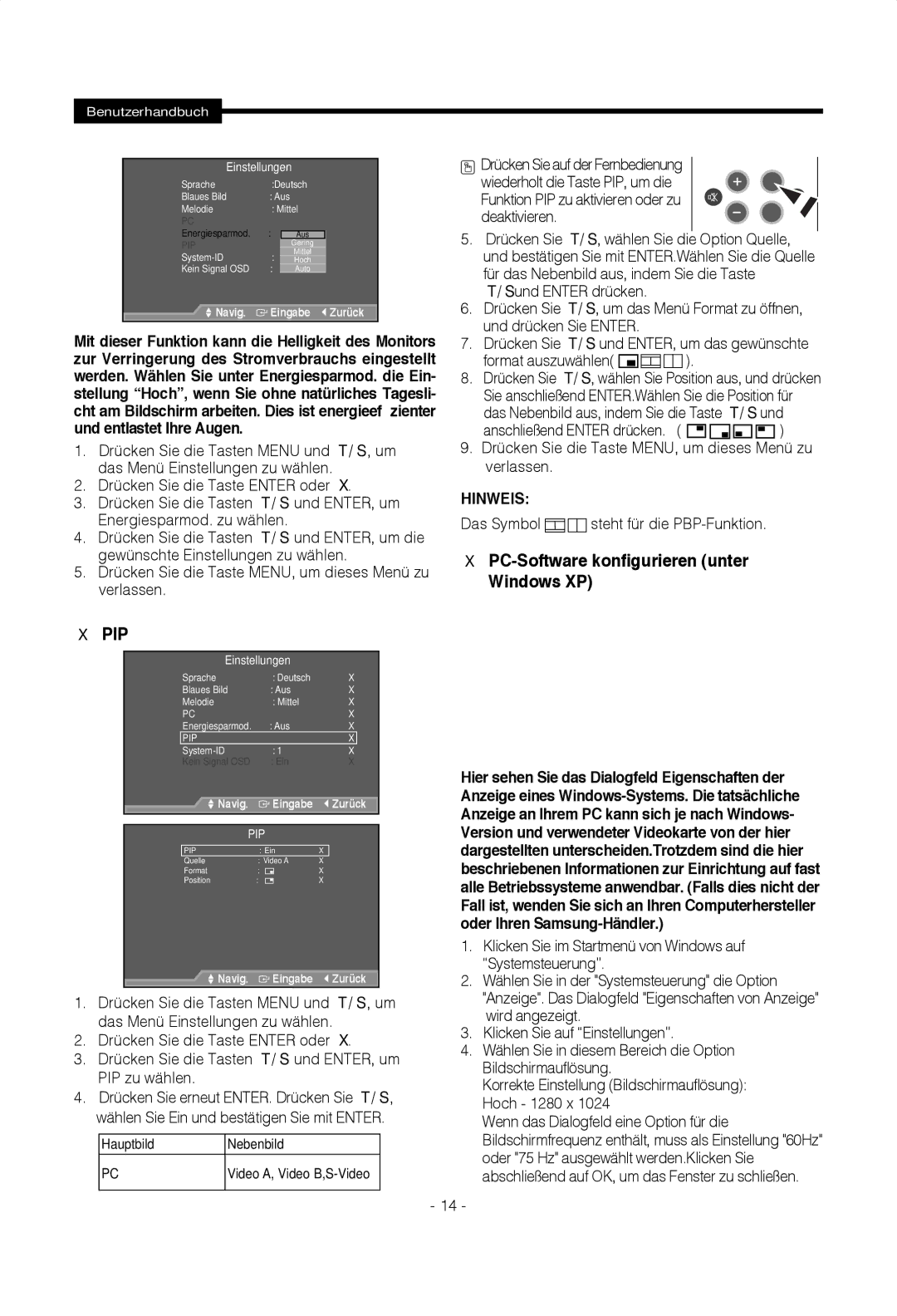 Samsung SMT-1922P PC-Software konfigurieren unter Windows XP, Hinweis, Hier sehen Sie das Dialogfeld Eigenschaften der 