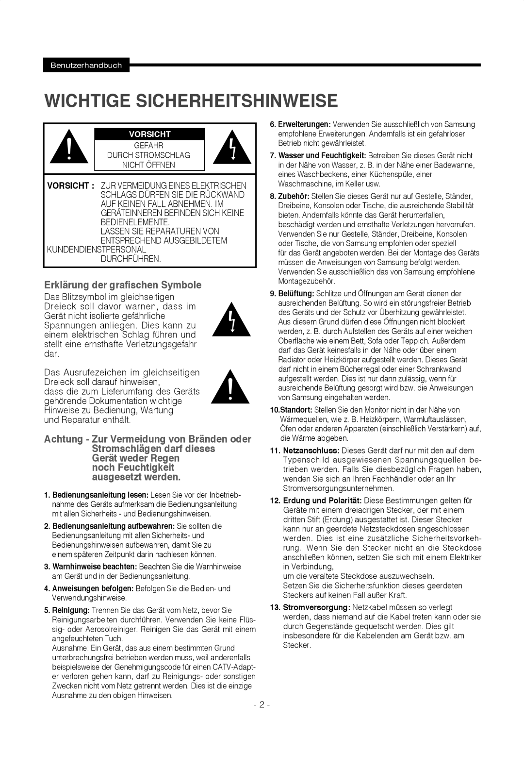 Samsung SMT-1722PV, SMT-1922PV manual Wichtige Sicherheitshinweise, Und Reparatur enthält 