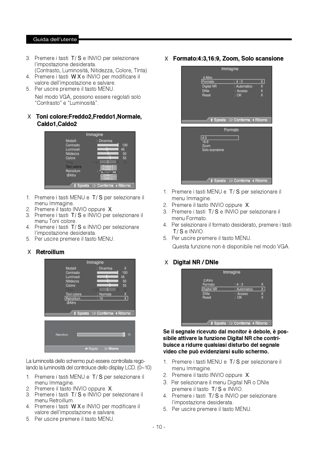 Samsung SMT-1922P, SMT-1722PV manual Formato43,169, Zoom, Solo scansione, Digital NR / DNIe, ’impostazione desiderata, Invio 