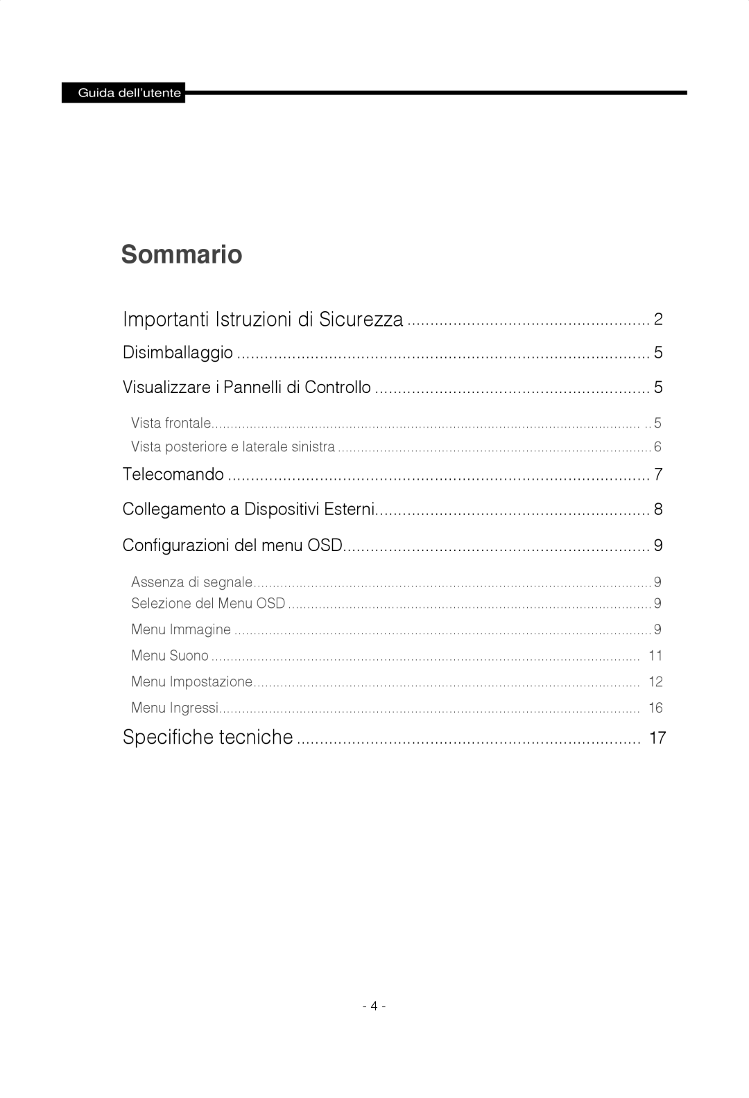 Samsung SMT-1722PV, SMT-1922PV manual Sommario 