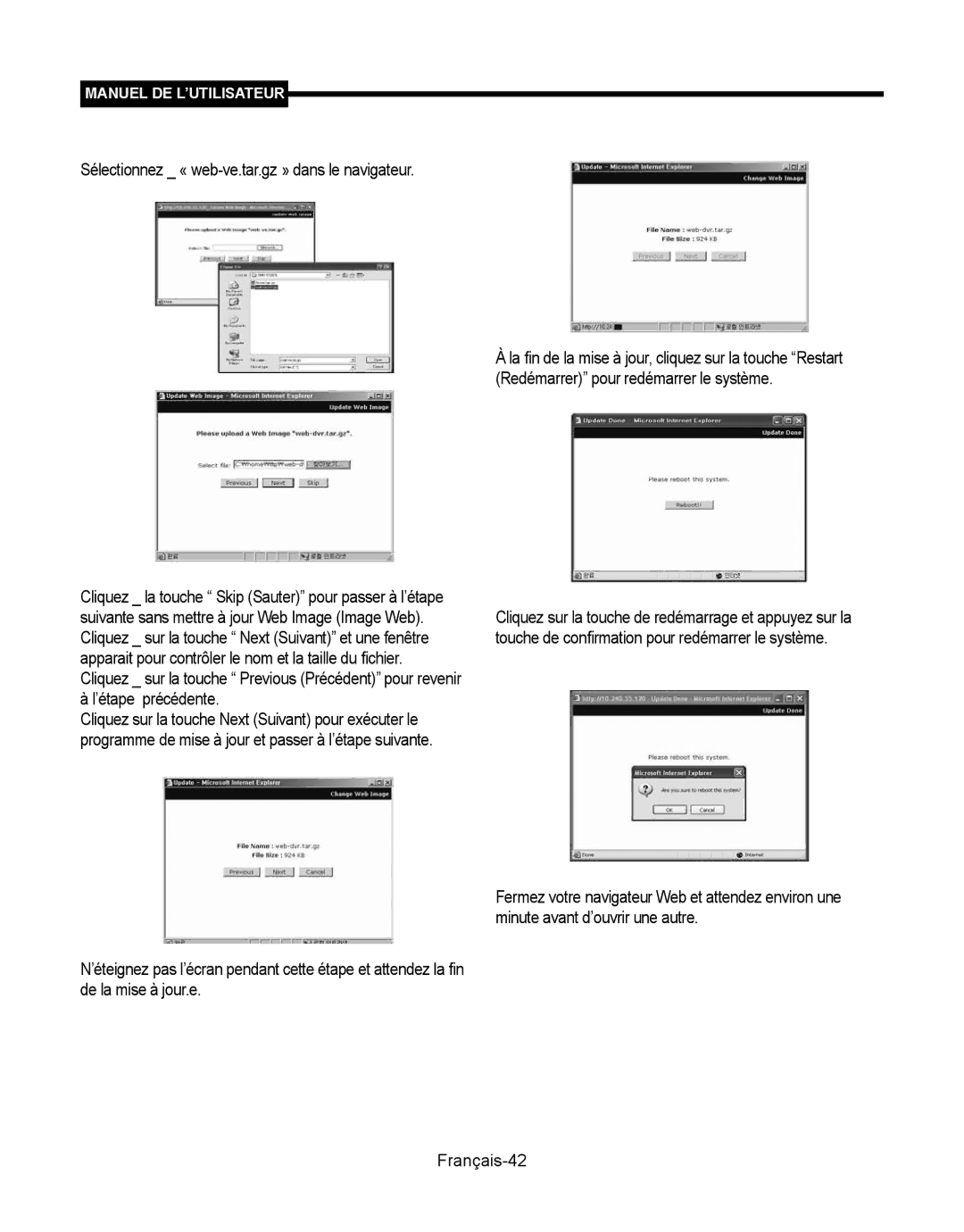 Samsung SMT-190Dx user manual Sélectionnez « web-ve.tar.gz » dans le navigateur 