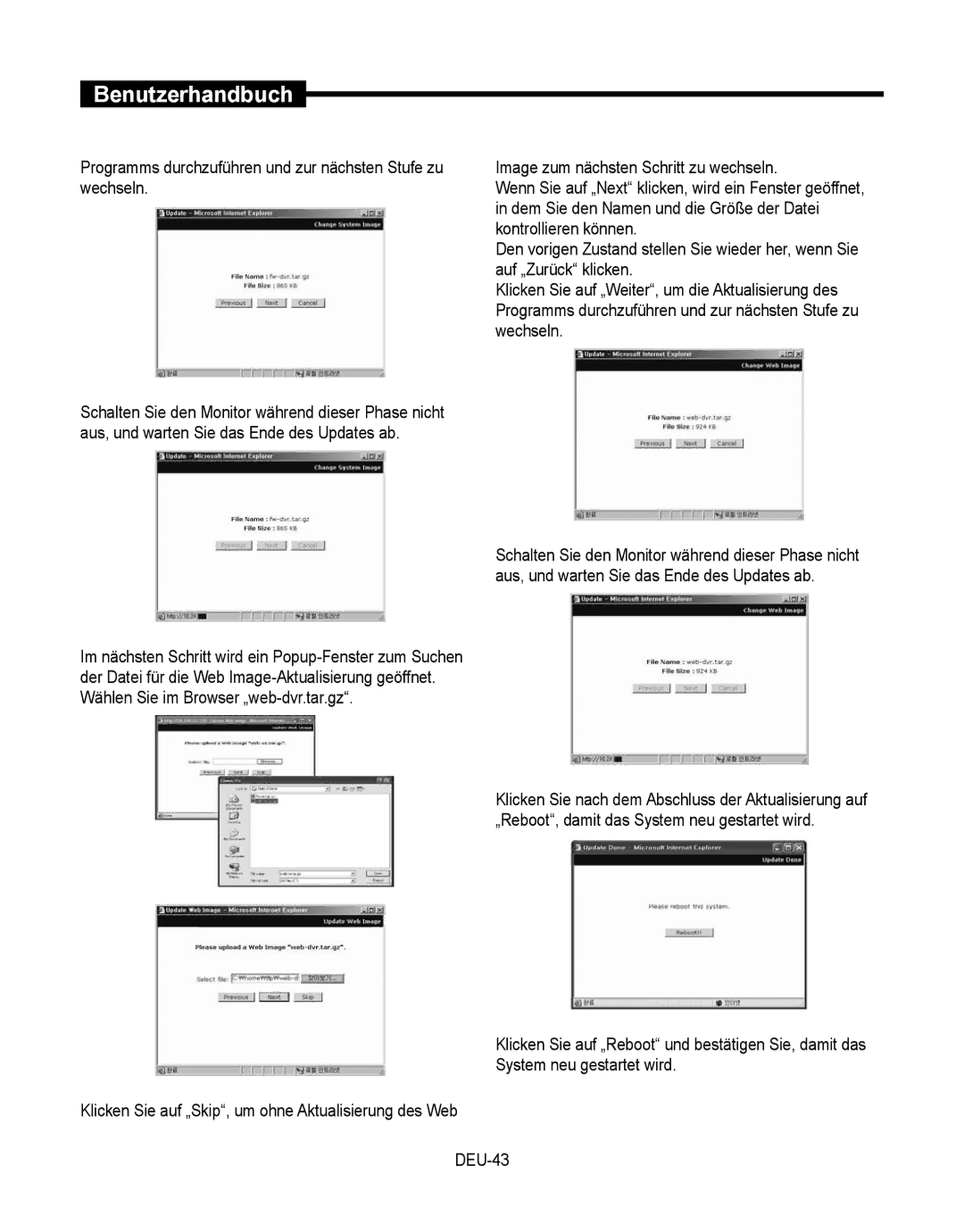 Samsung SMT-190Dx user manual Programms durchzuführen und zur nächsten Stufe zu wechseln 