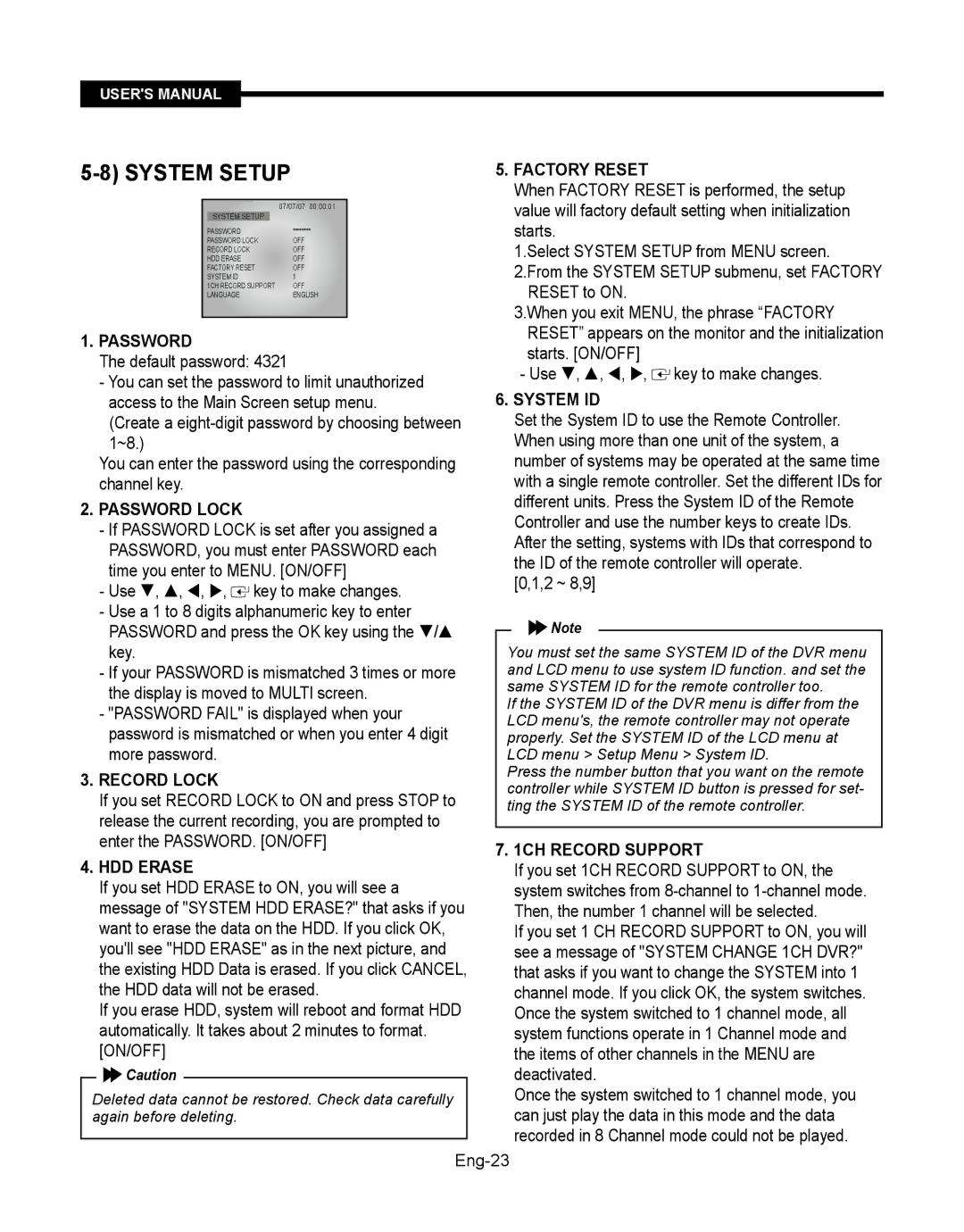 Samsung SMT-190Dx user manual System Setup 