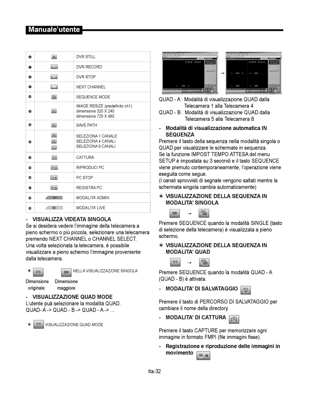 Samsung SMT-190Dx Visualizza Videata Singola,  Visualizzazione Della Sequenza in MODALITA’ Singola, MODALITA’ DI Cattura 