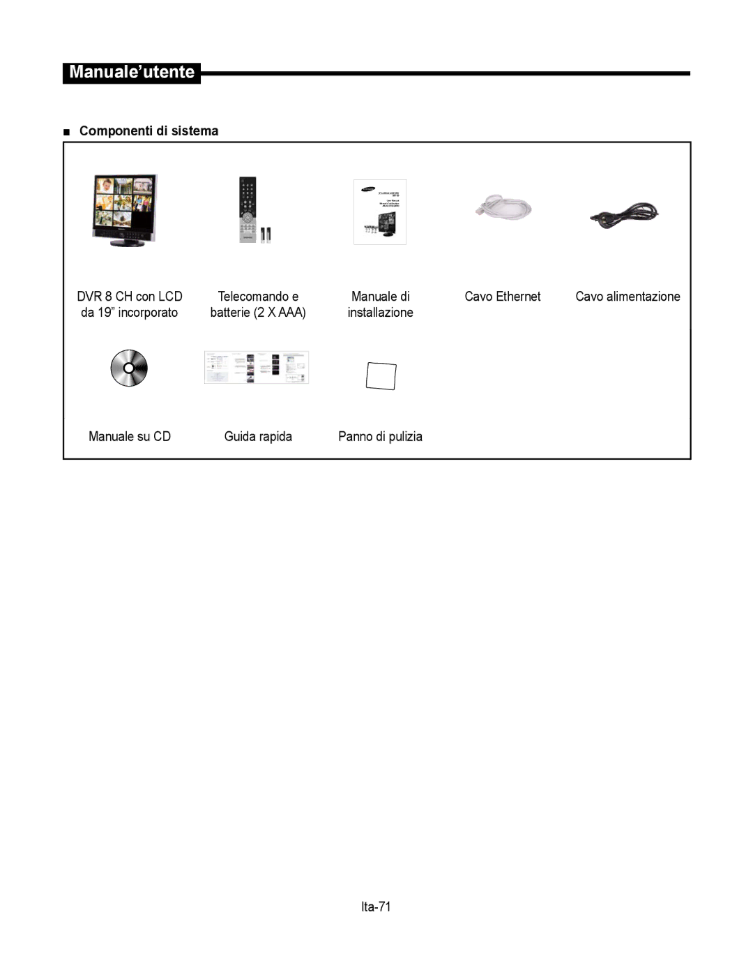 Samsung SMT-190Dx user manual Componenti di sistema, Ita-71 