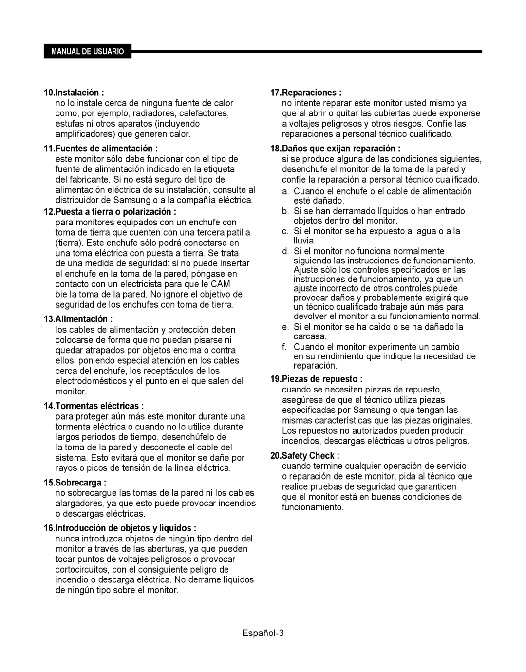 Samsung SMT-190Dx Instalación, Fuentes de alimentación, Puesta a tierra o polarización, Alimentación, Tormentas eléctricas 