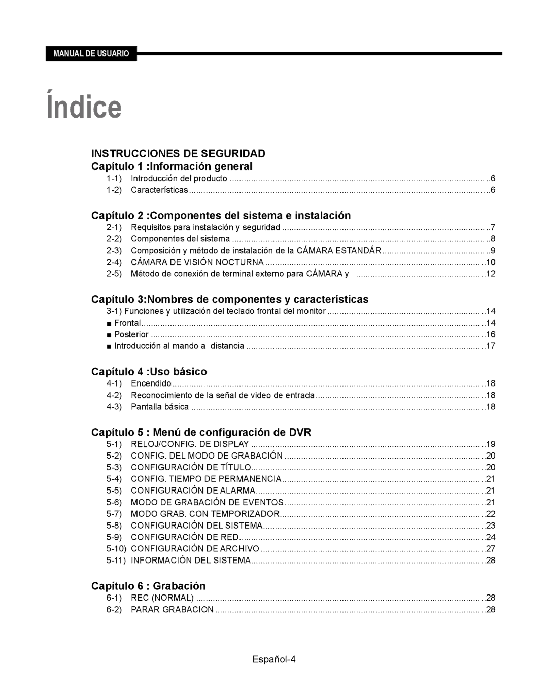 Samsung SMT-190Dx user manual Composición y método de instalación de la Cámara Estandár 